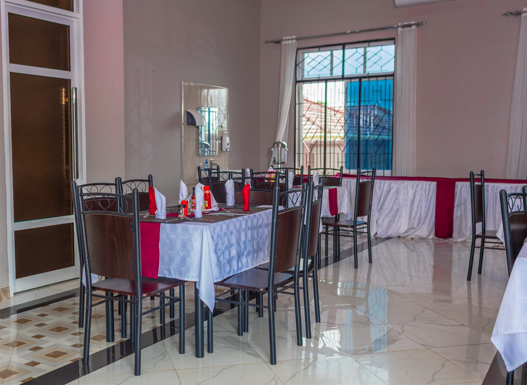 Dining setup inside ATM Comfort Zone